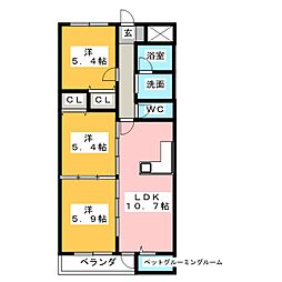 セシル2 3LDKの間取図画像