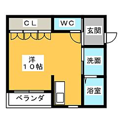あすか3 ワンルームの間取図画像