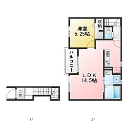 リーブルファイン西川手 1LDKの間取図画像