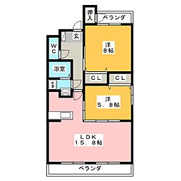 ベルテックス 2LDKの間取図画像