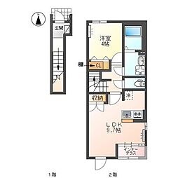 クリスタルコート北鶉 1LDKの間取図画像