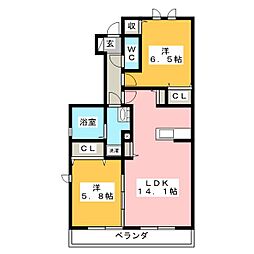 ブランシェ 2LDKの間取図画像