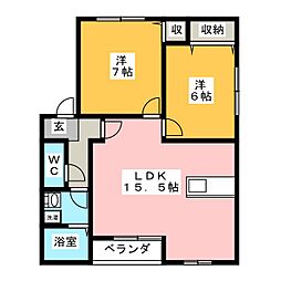 フレシール2 2LDKの間取図画像