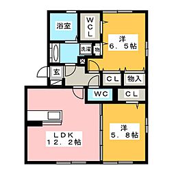 グランシャリテ 2LDKの間取図画像