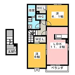 サンブライト1 2LDKの間取図画像