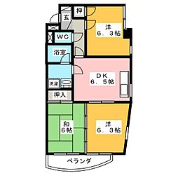 ユーワビル 3DKの間取図画像