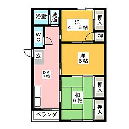 朝霧ビル 3DKの間取図画像