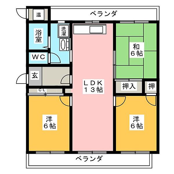 パークサイドＭ ｜岐阜県岐阜市福光西３丁目(賃貸マンション3LDK・3階・68.06㎡)の写真 その2