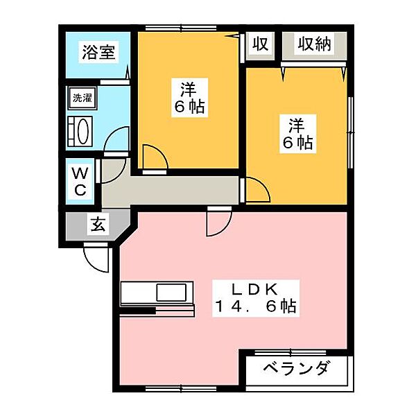 マスキャン尾花Ａ ｜岐阜県岐阜市長良(賃貸アパート2LDK・1階・57.55㎡)の写真 その2