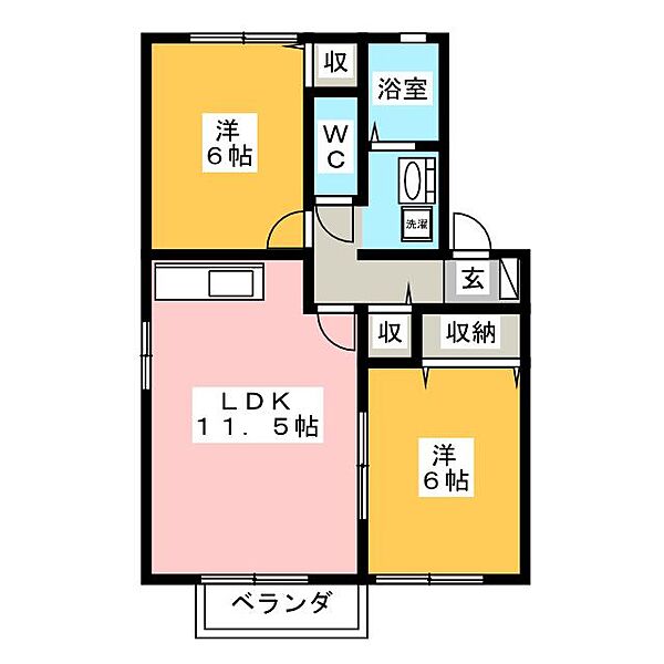 パストラル八幡　Ａ ｜岐阜県岐阜市上尻毛八幡(賃貸アパート2LDK・2階・53.72㎡)の写真 その2