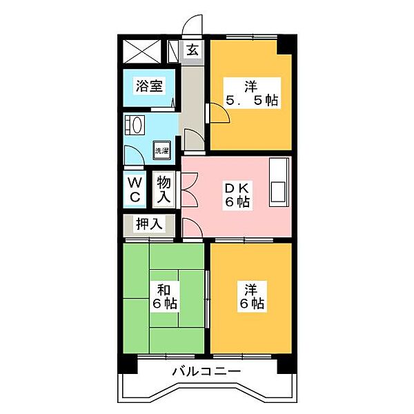 長良橋ハイツ ｜岐阜県岐阜市若竹町１丁目(賃貸マンション3DK・6階・50.22㎡)の写真 その2