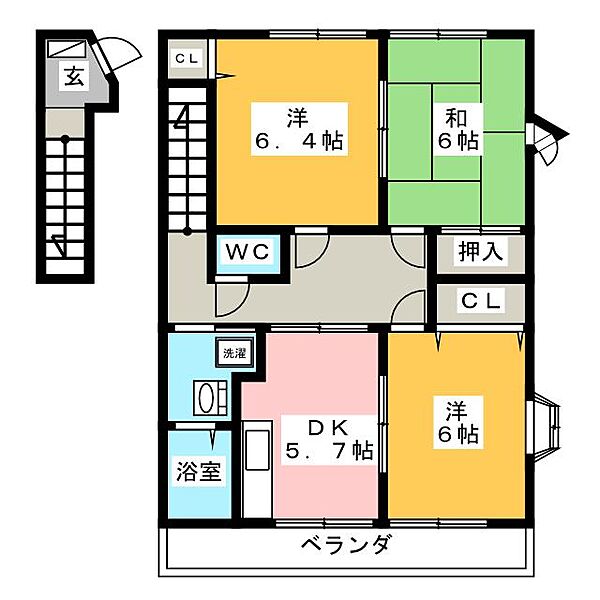 ハイステージ昇龍 ｜岐阜県岐阜市下西郷４丁目(賃貸マンション3DK・2階・62.10㎡)の写真 その2