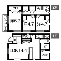 フォルツァ小野 A ｜ 岐阜県岐阜市小野２丁目622-6（賃貸一戸建3LDK・2階・80.32㎡） その2