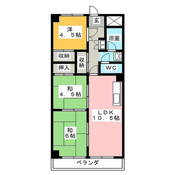 Ｍ＆Ｍ5ビル ｜岐阜県岐阜市山吹町６丁目(賃貸マンション3LDK・6階・58.32㎡)の写真 その2