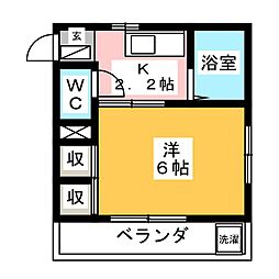 グリーンパーク中村 1Kの間取図画像
