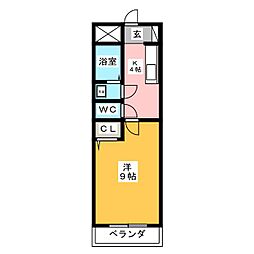 武藤コーポ 1Kの間取図画像