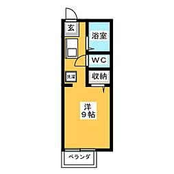 ピュアハイツハヤシB ワンルームの間取図画像