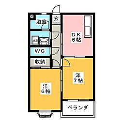 シャルム栗本 2DKの間取図画像