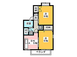 フランドール 2DKの間取図画像
