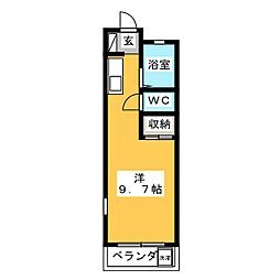ハイツ島塚 ワンルームの間取図画像