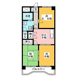 長良橋ハイツ 3DKの間取図画像