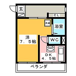 多恵第1ビル 1DKの間取図画像