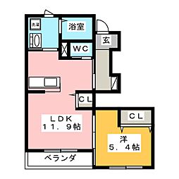 メゾンボワ 1LDKの間取図画像