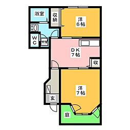 サンフォレスタ21A 2DKの間取図画像