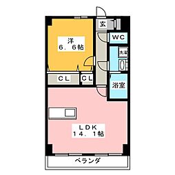 コーポ福香 1LDKの間取図画像