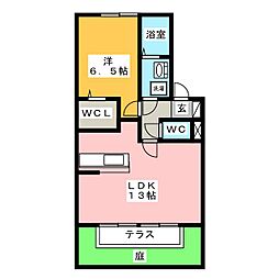 セジュールきよしA 1LDKの間取図画像