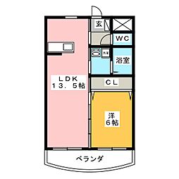 パールハイツ05 1LDKの間取図画像