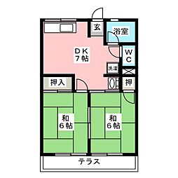シティハイムHIROMI 2DKの間取図画像