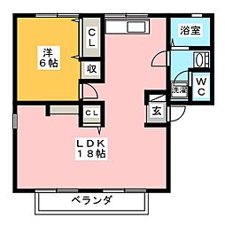 メゾン・ド・マージュA棟 1LDKの間取図画像