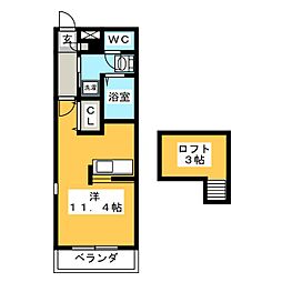 パークコート山吹 ワンルームの間取図画像