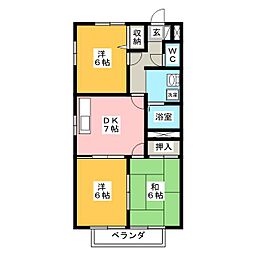 パークハイツ北洞E 3DKの間取図画像