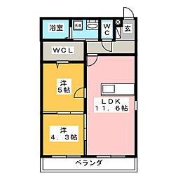 マーベラス 2LDKの間取図画像