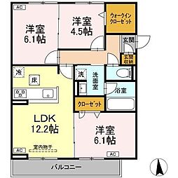 セレスティア長良福光 3LDKの間取図画像