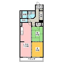 サンライズ大野 2LDKの間取図画像