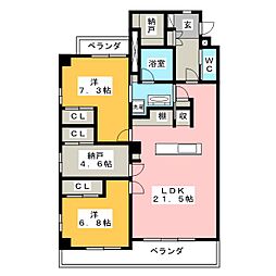 U・TOPIATOWER 2SLDKの間取図画像