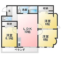 ミノジュービル 3LDKの間取図画像