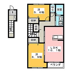 グランディール 2LDKの間取図画像