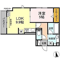 セレスティア鷺山 EAST 1LDKの間取図画像