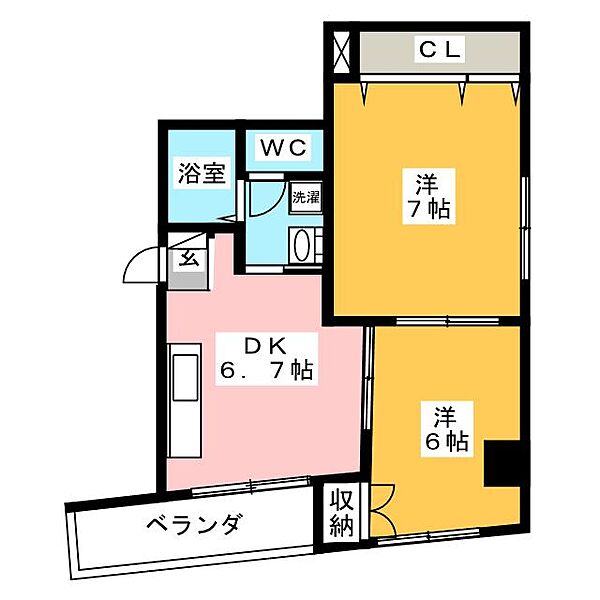 グランドステージ ｜岐阜県岐阜市今小町(賃貸マンション2DK・3階・46.20㎡)の写真 その2