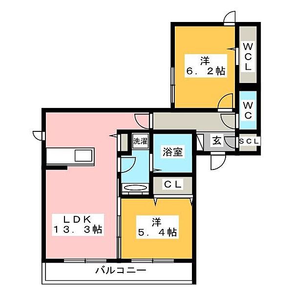 Ｄ－ＲＯＯＭ本荘ＷＥＳＴ ｜岐阜県岐阜市本荘町(賃貸アパート2LDK・3階・59.78㎡)の写真 その2