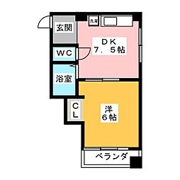 コーポ柳川 1DKの間取図画像