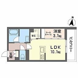 ドエル　ジョーダン 3階1LDKの間取り