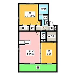 カサベルテ岩田 2LDKの間取図画像
