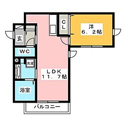 Ｄ−ＲＯＯＭ本荘ＥＡＳＴ 2階1LDKの間取り