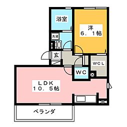 ソンリーサ 2階1LDKの間取り