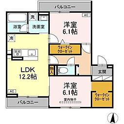 セレスティア本荘中ノ町 C 2LDKの間取図画像